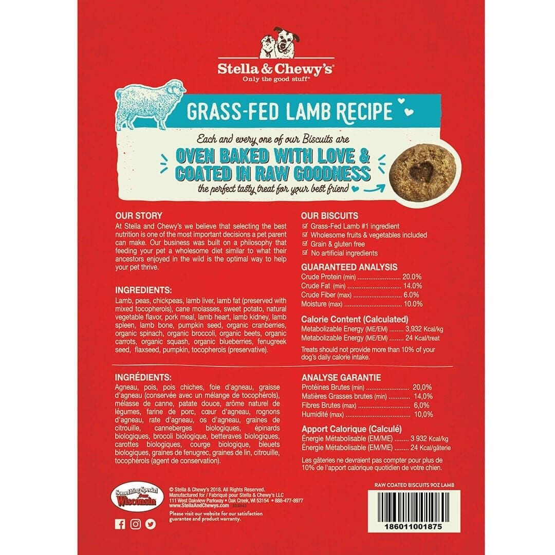 Stella & Chewy's Raw Coated Lamb Biscuits For Dogs, 9oz