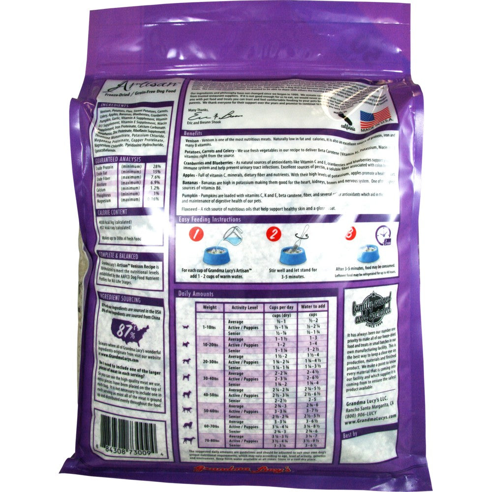 Grandma Lucy's Grain Free Artisan Venison Freeze Dried Dog Food