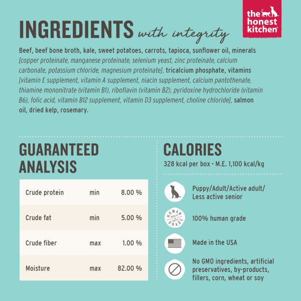 The Honest Kitchen One Pot Stews Roasted Beef Stew with Kale, Sweet Potatoes and Carrots Wet Dog Food, 6/10.5oz