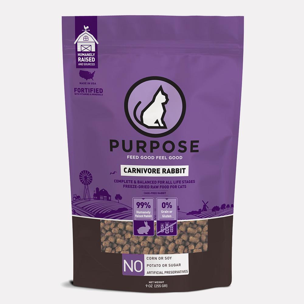 Purpose Carnivore Rabbit Bites Freeze Dried Raw Cat Food 9oz