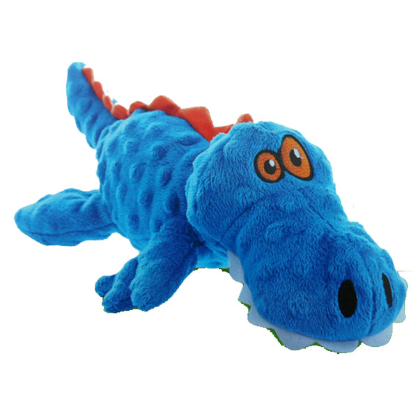 goDog Gator Durable Squeaky Plush Dog Toy, Blue