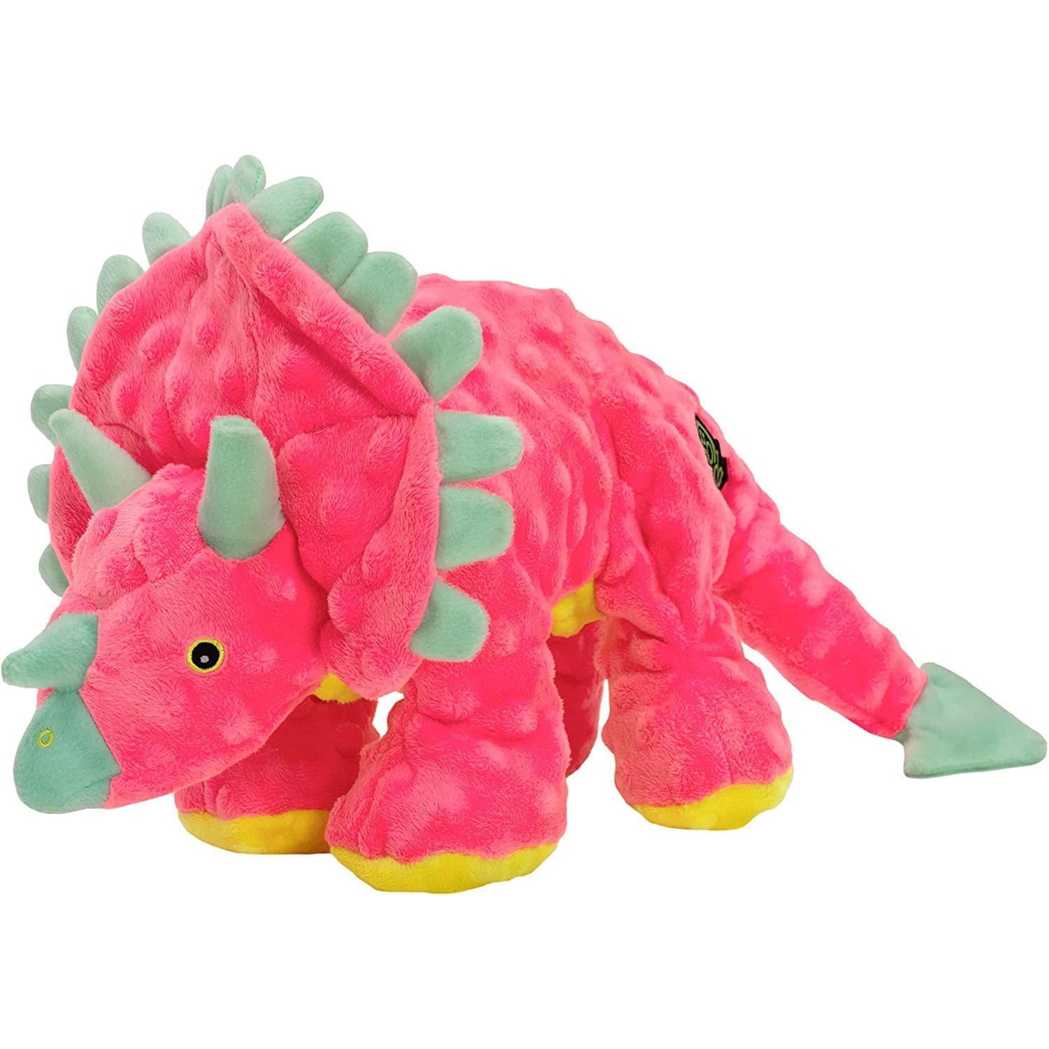 goDog Dinos Spike with Chew Guard Technology Squeaker Plush Dog