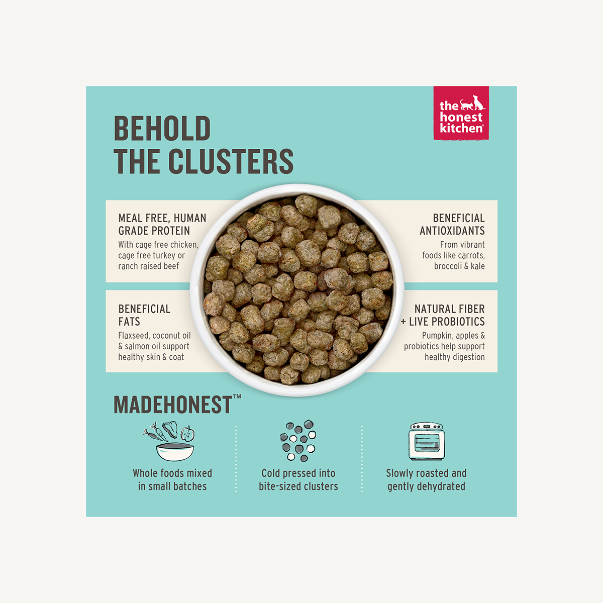 The Honest Kitchen Whole Food Clusters Whole Grain Chicken & Oats Recipe Dry Dog Food