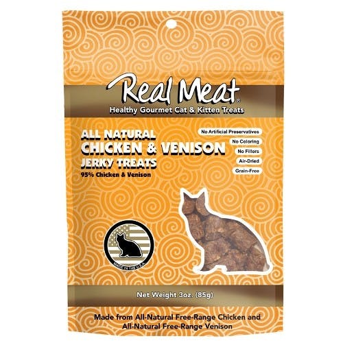 Real Meat Chicken & Venison Jerky Cat & Kitten Treats, 3-oz bag