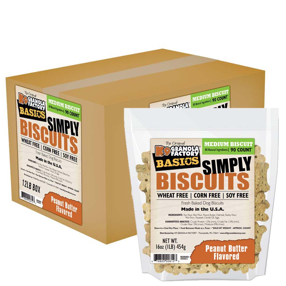 K9 Granola Factory Simply Biscuits Peanut Butter Dog Treats, Medium