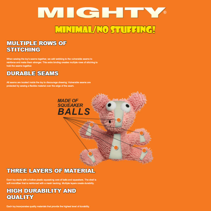 Tuffy Mighty Microfiber Ball Durable Squeaky Plush Dog Toy, Pig