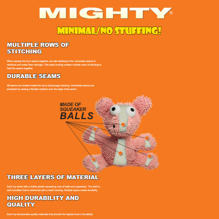 Tuffy Mighty Microfiber Ball Durable Squeaky Plush Dog Toy, Monster