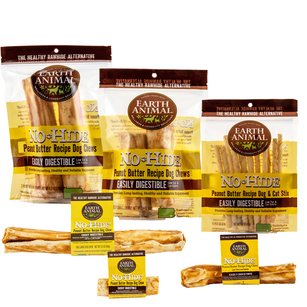 Earth Animal No Hide Peanut Butter Flavored Rawhide Alternative Chew For Dogs