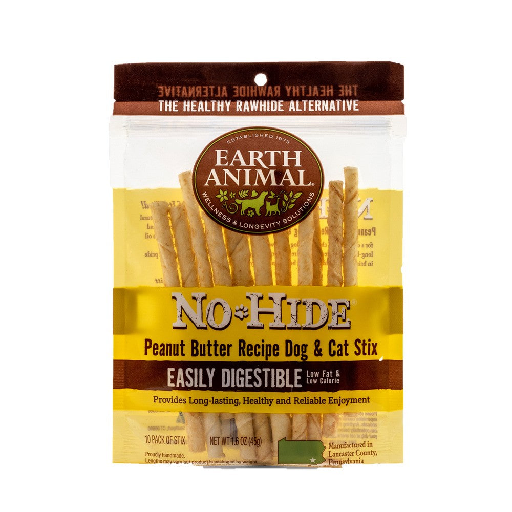 Earth Animal No Hide Peanut Butter Flavored Rawhide Alternative Chew For Dogs