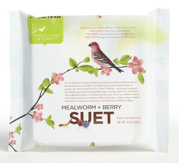 Pacific Bird Mealworm & Berry Suet Cakes For Wild Birds, 12oz