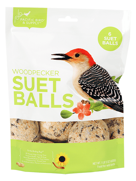 Pacific Bird Woodpecker Suet Balls For Wild Birds, 6pk