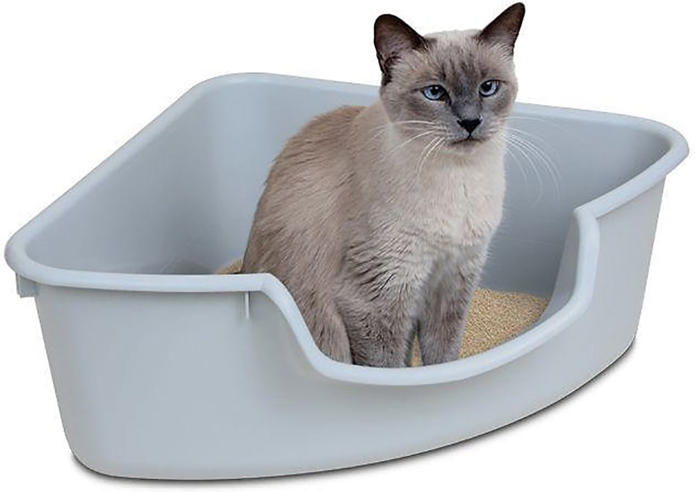 SmartCat Corner Litter Box, Gray