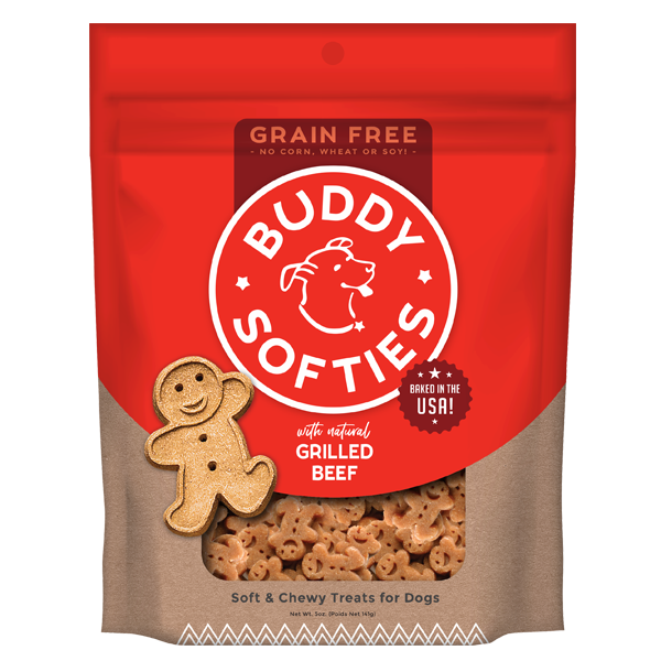 Cloud Star Grain-Free Soft & Chewy Buddy Biscuits Slow Roasted Beef Flavor Dog Treats, 5oz