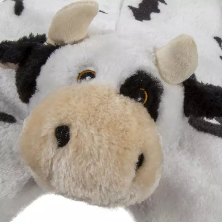 goDog Barnyard Flats Durable Squeaky Plush Dog Toy, Cow