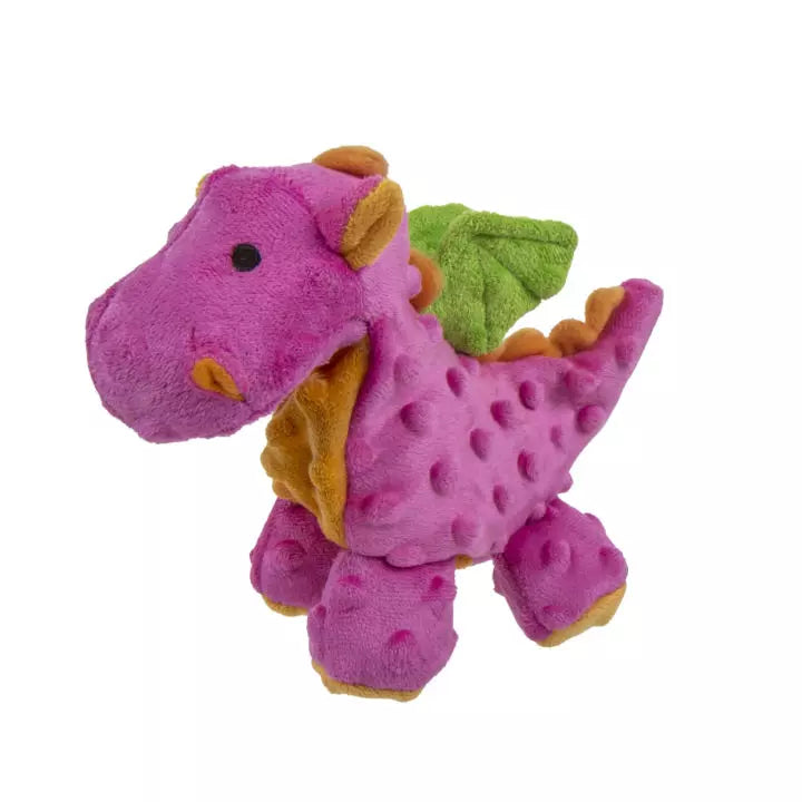 goDog Dragon Durable Squeaky Plush Dog Toy, Hot Pink/Orange