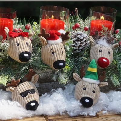 HuggleHound Holiday 2025 Santa's Reindeer Wee Huggles Balls Plush Dog Toy, 5 pack