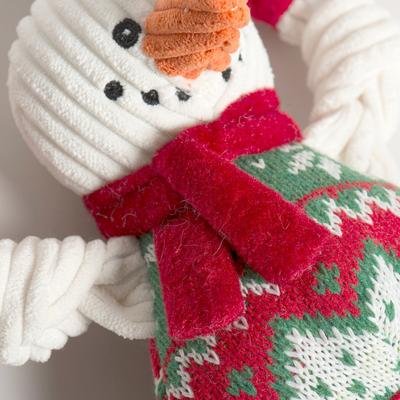 HuggleHound Holiday 2025 Wintergreen Snowman Knottie Plush Dog Toy, Large