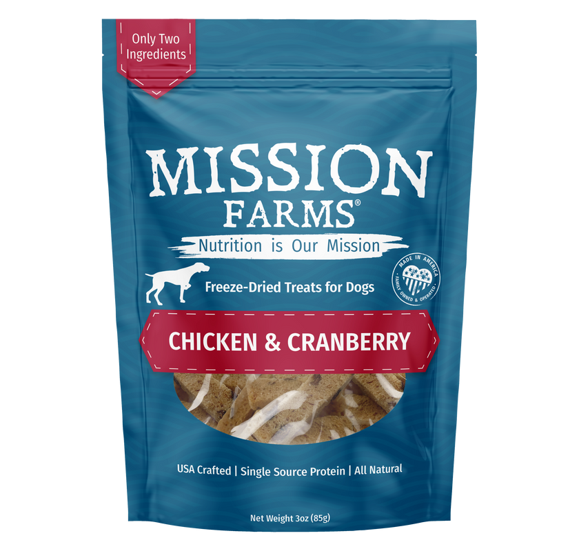 Mission Farms Chicken & Cranberry Freeze Dried Dog Treats, 3oz
