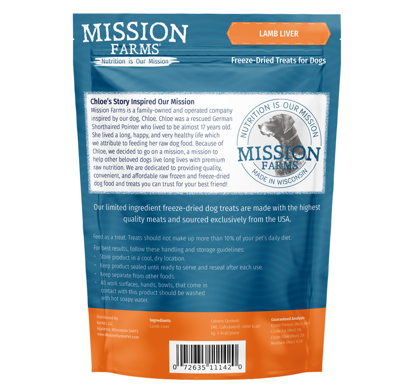 Mission Farms Lamb Liver Freeze Dried Dog Treats, 3oz