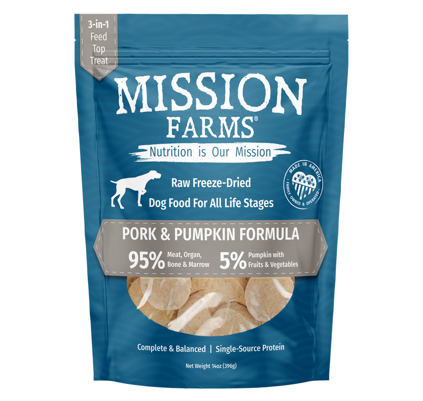 Mission Farms Pork & Pumpkin Recipe Freeze Dried Dog Food, 14oz