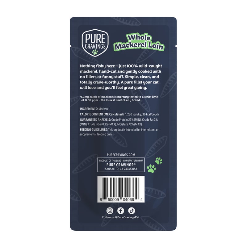 Pure Cravings Mackerel Loin Fillet Cat Treat, 12/1oz