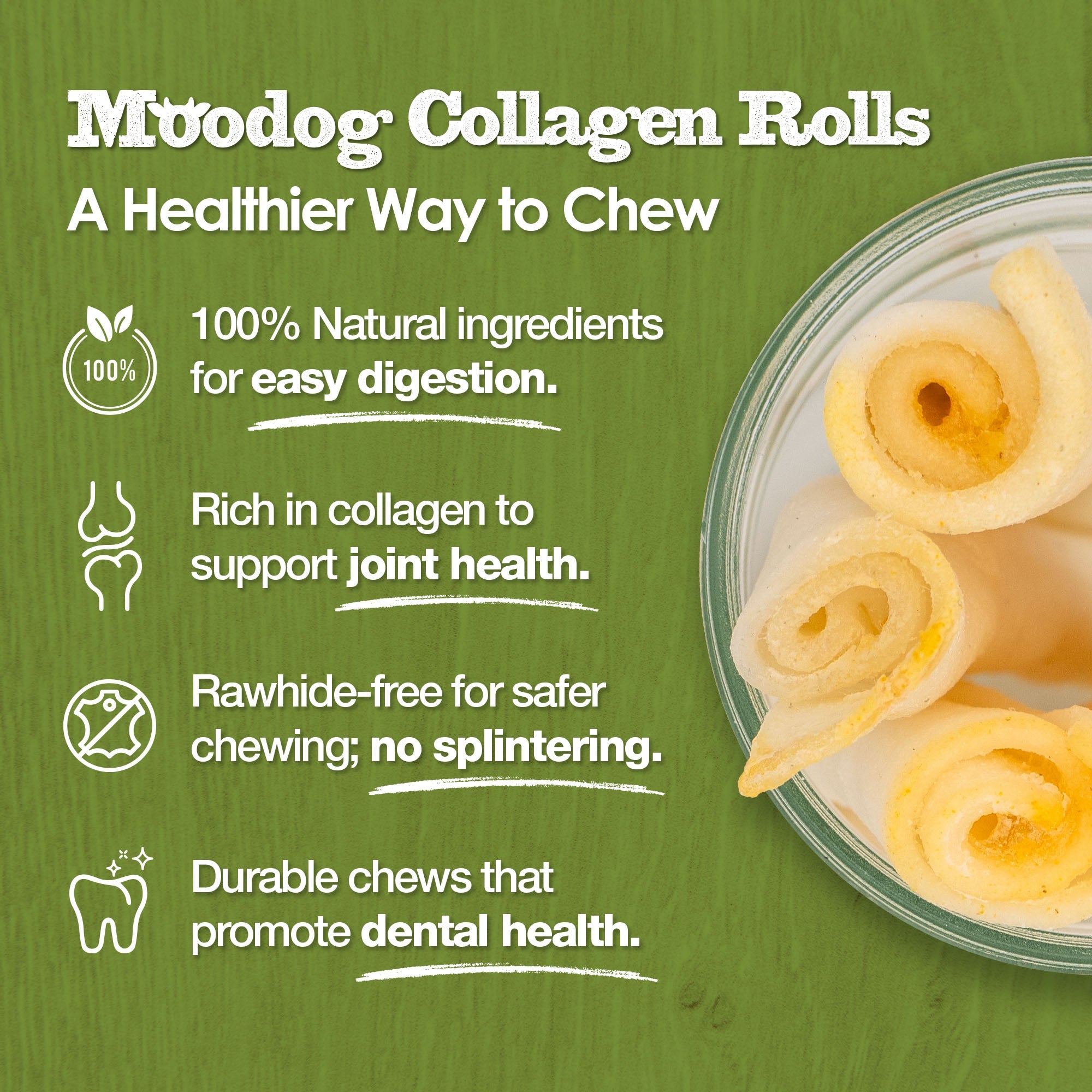Palz&Co Moodog Beef Corium Collagen Roll Dog Treats, Goat Milk