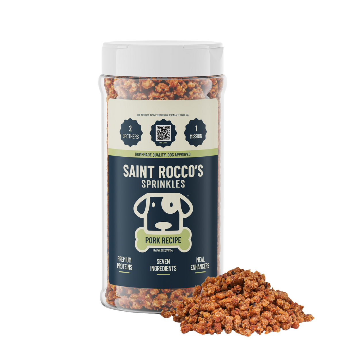 Saint Rocco's USA Sprinkles Pork Recipe Food Topper For Dogs, 6oz