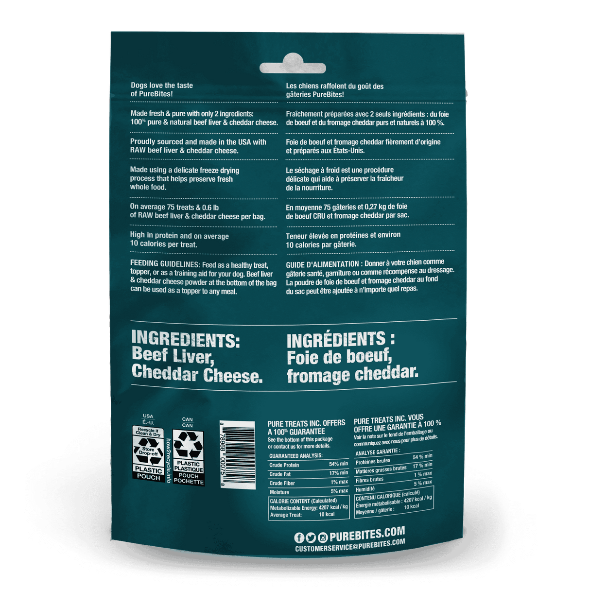 PureBites Freeze Dried Beef and Cheese Dog Treats