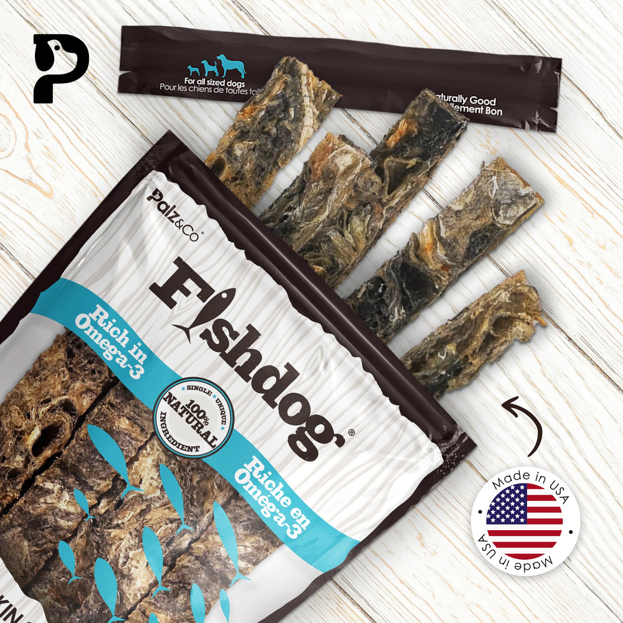 Palz&Co Fishdog Cod Skin Sticks Dog Treats, 2.5oz