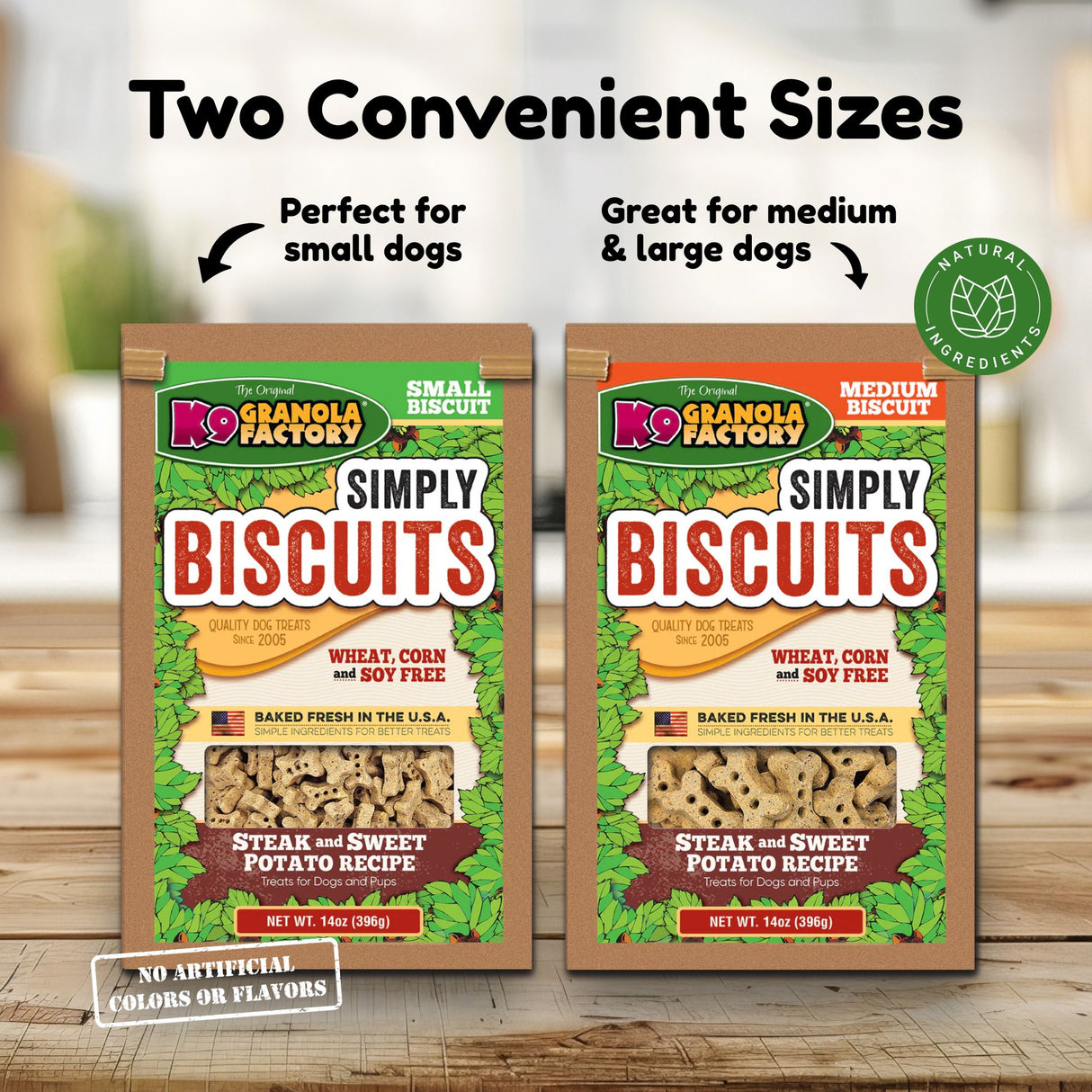 K9 Granola Factory Simply Biscuits Steak & Sweet Potato Dog Treats, Medium