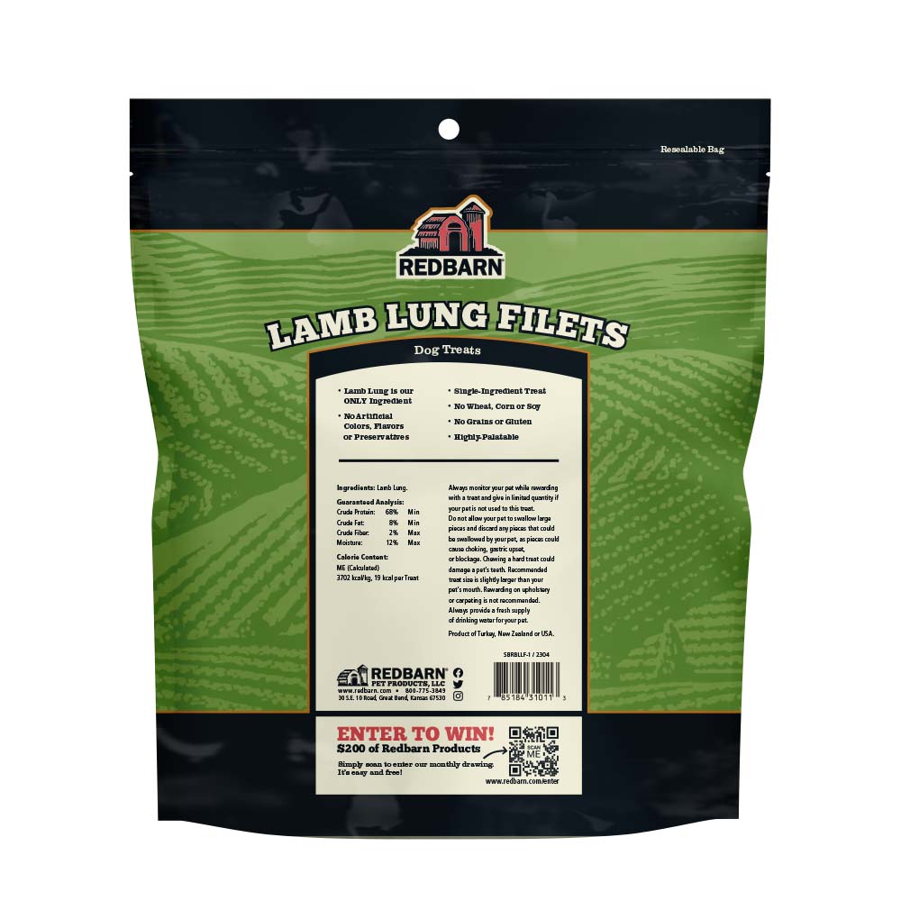 Redbarn Lamb Lung Filets Dog Treats, 10oz