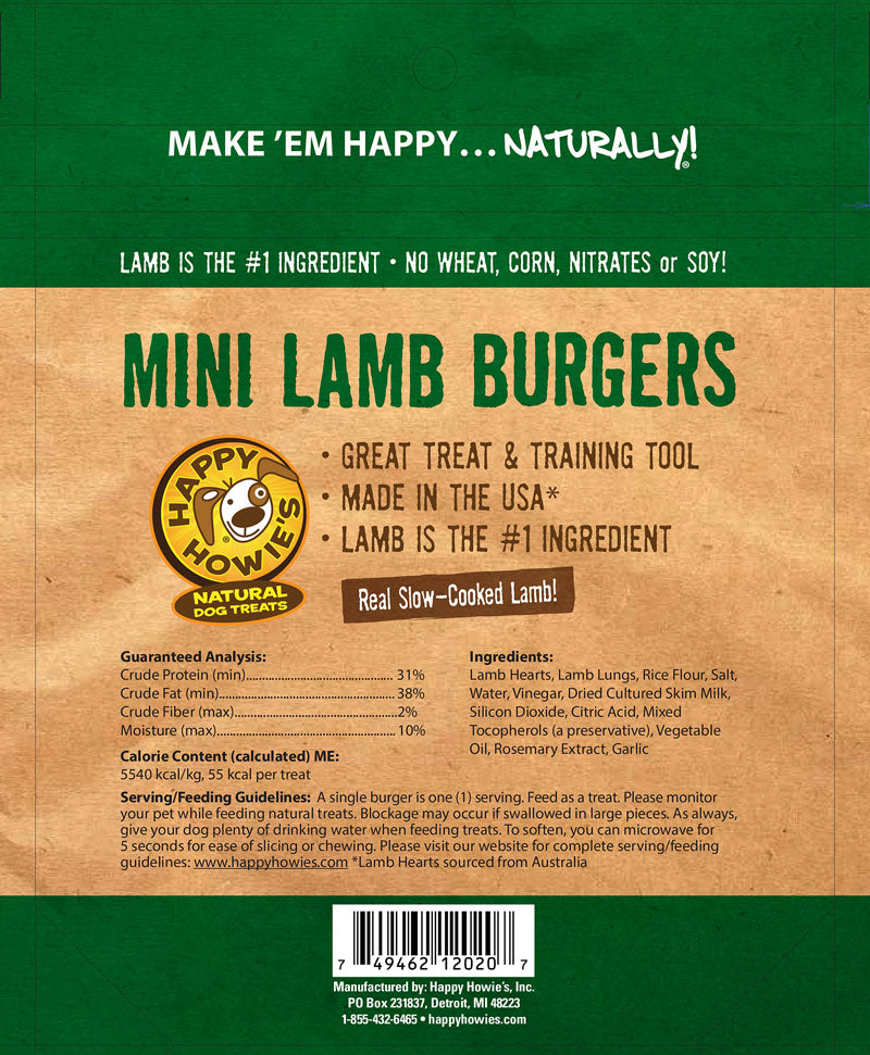 Happy Howie's USA Baker's Dozen Lamb Burger Meaty Dog Treats, 2"
