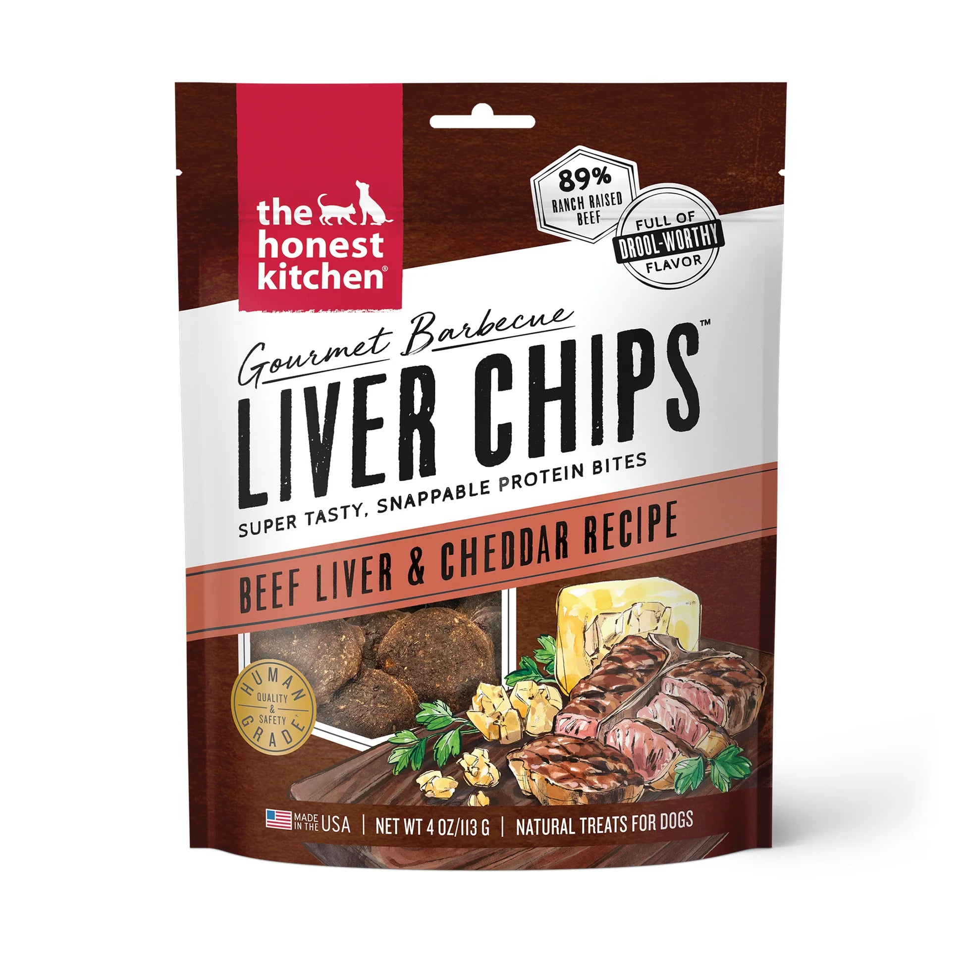 Honest Kitchen  Gourmet Barbehcue -  Beef Liver & Cheddar Liver Chips 4oz 113g