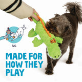 goDog Gator Durable Squeaky Plush Dog Toy, Green