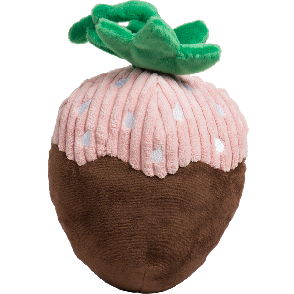 HuggleHounds Valentine's Day 2026 Double-Dipped Berry Durable Squeaky Plush Dog Toy