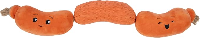 goDog Tough N Texture Hot Links Durable Plush Dog Toy