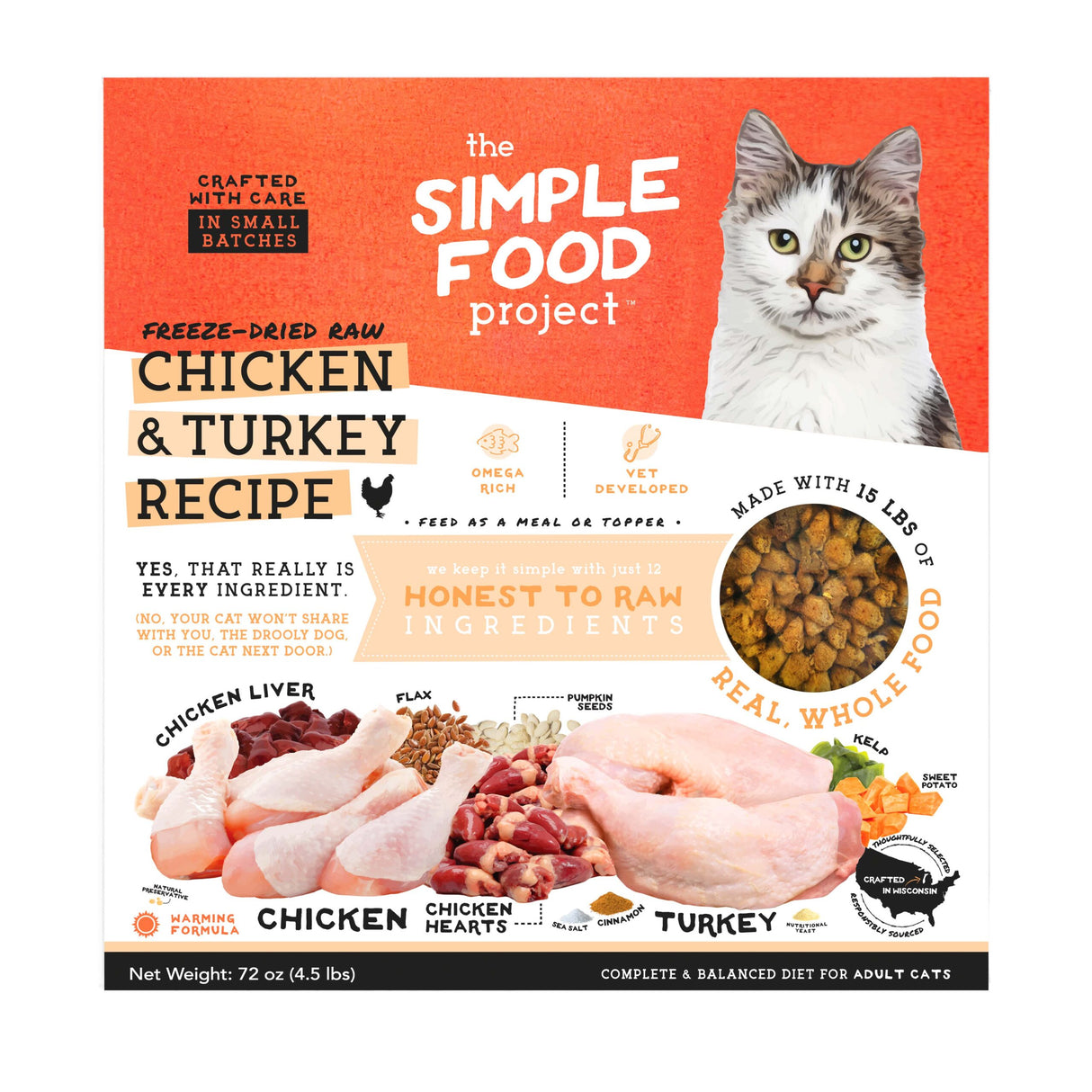 The Simple Food Project Synthetic-Free Freeze Dried Cat Food - Chicken & Turkey Recipe