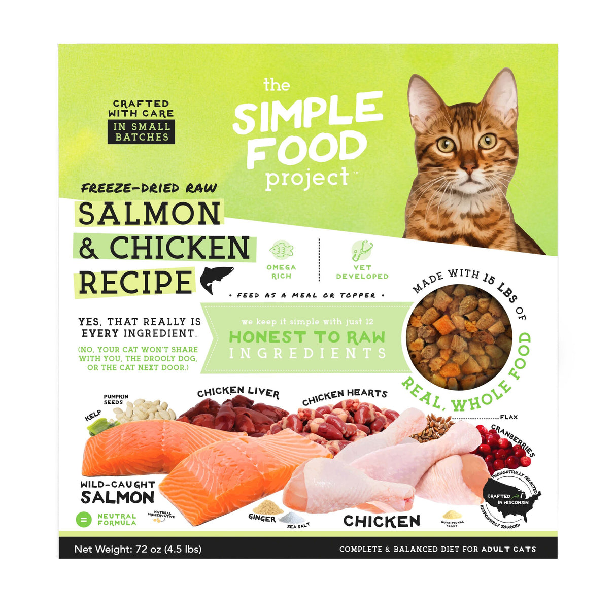The Simple Food Project Synthetic-Free Freeze Dried Cat Food - Salmon & Chicken Recipe