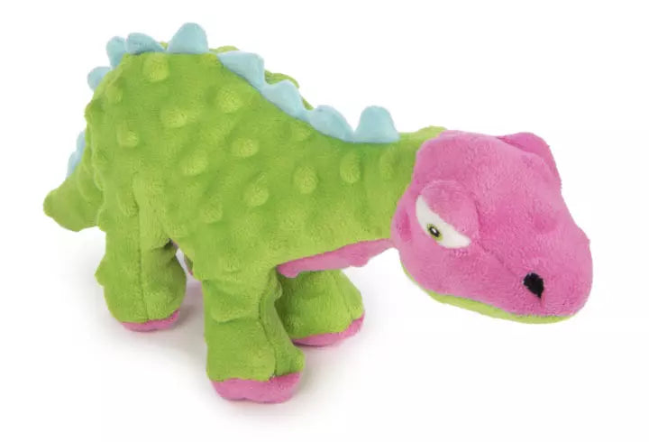 goDog Spike Stegosaurus Dinosaur Durable Squeaky Plush Dog Toy, Small