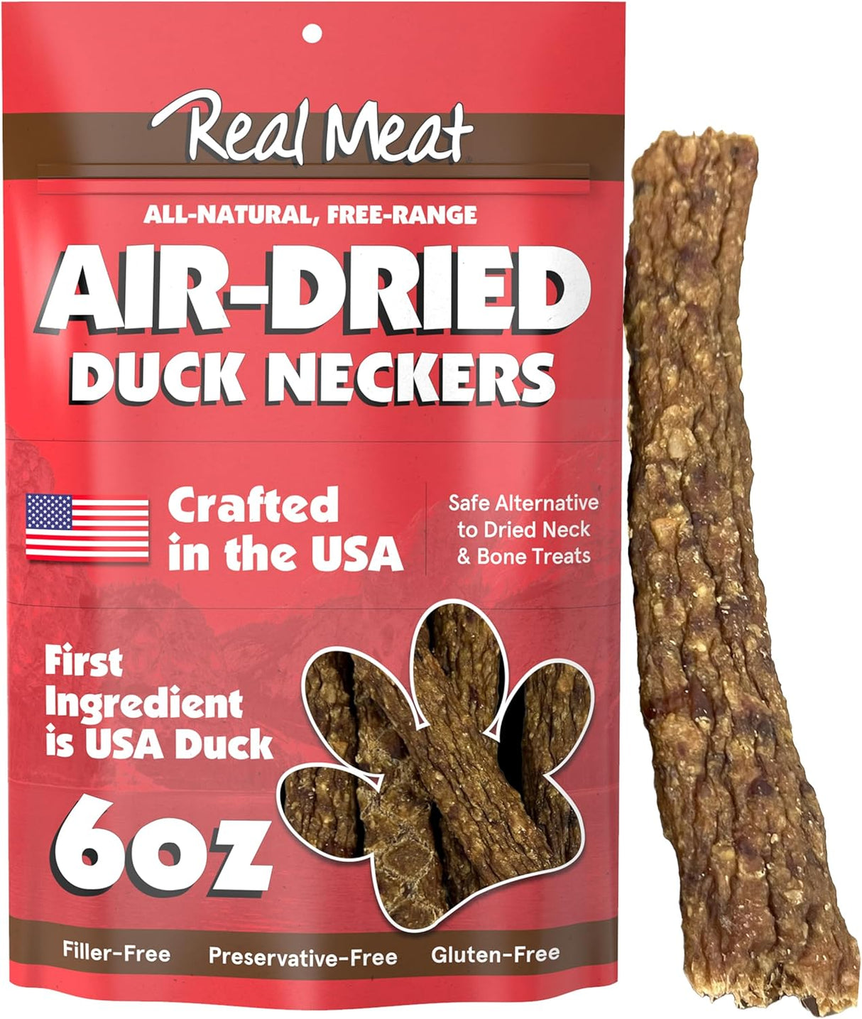 The Real Meat Company Duck Neckers Jerky Dog Treats, 6oz
