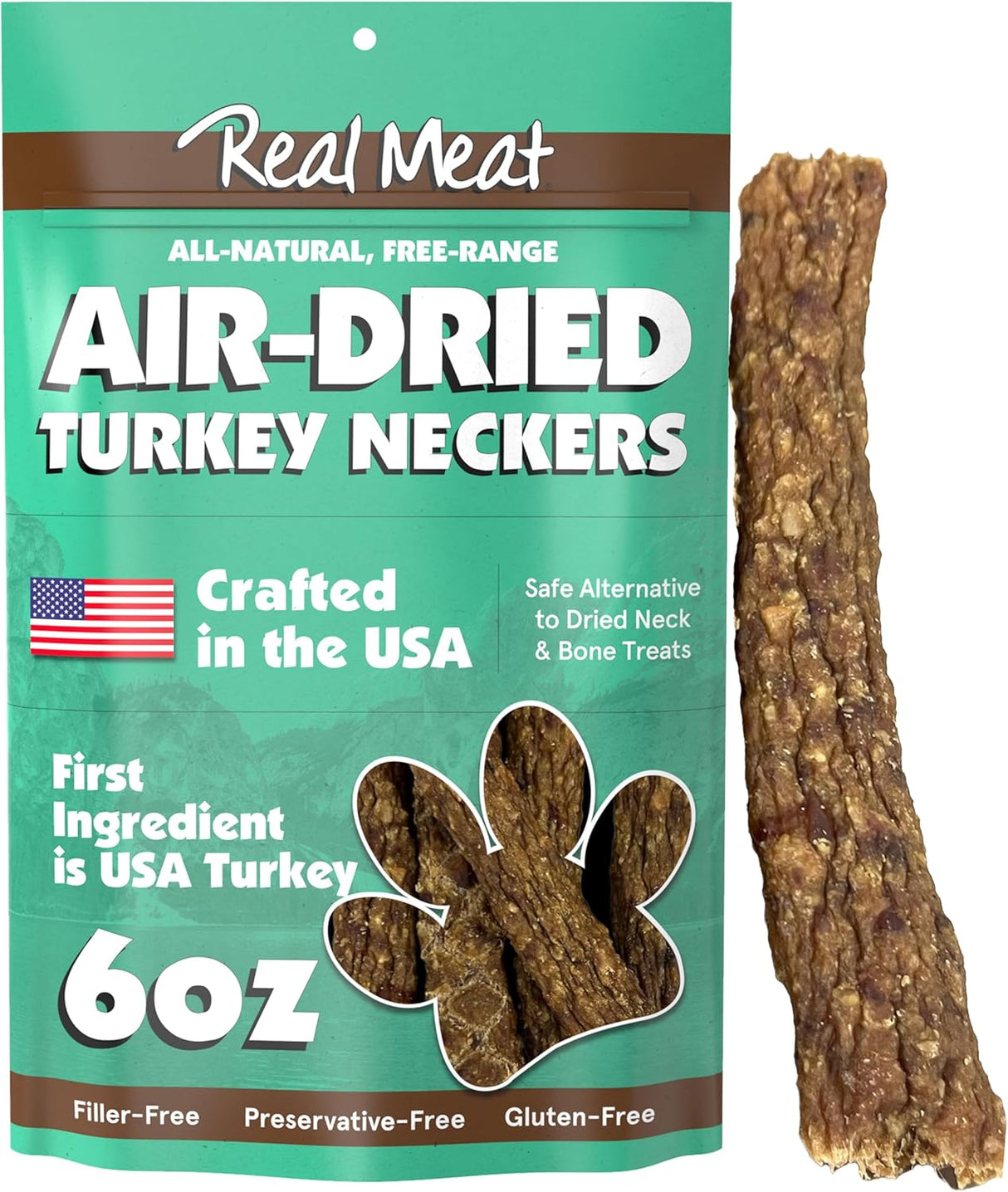 The Real Meat Company Turkey Neckers Jerky Dog Treats, 6oz