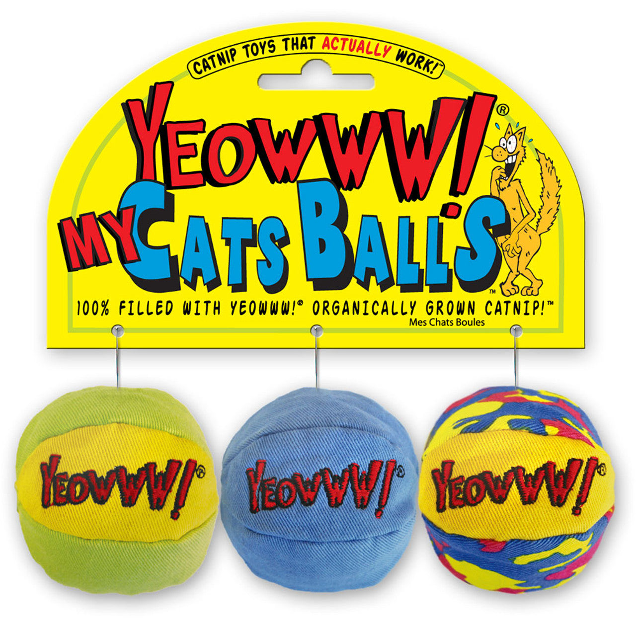 Yeowww! Catnip Filled My Cats Balls Cat Toys, 3pk