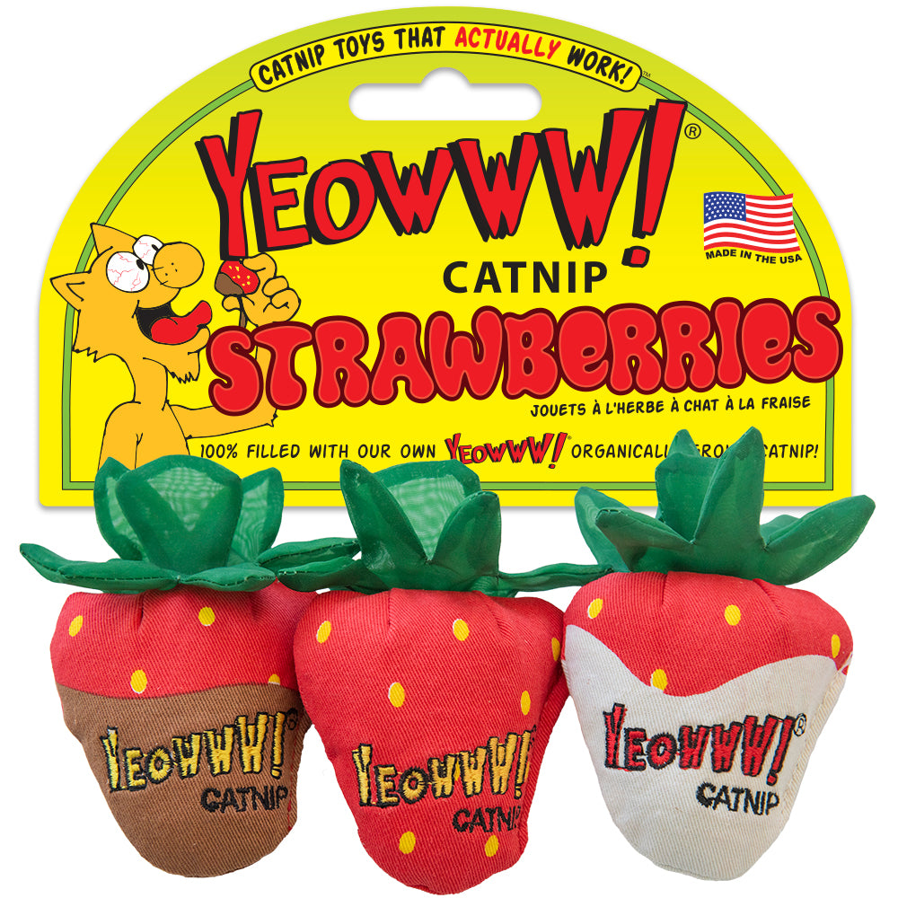 Yeowww! Catnip Filled Strawberries Cat Toys, 3pk