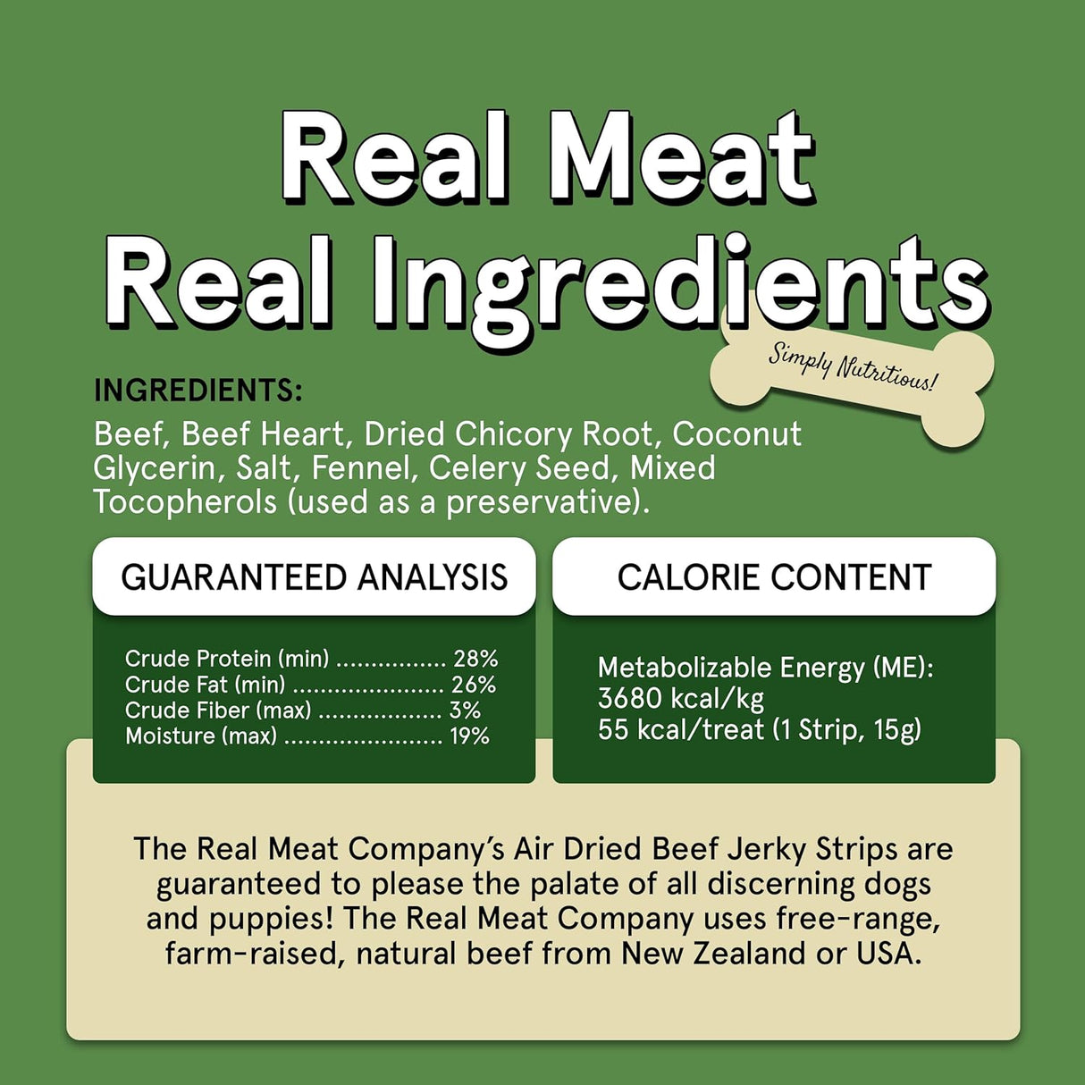 The Real Meat Company Beef Long Jerky Stix Dog Treats, 8oz