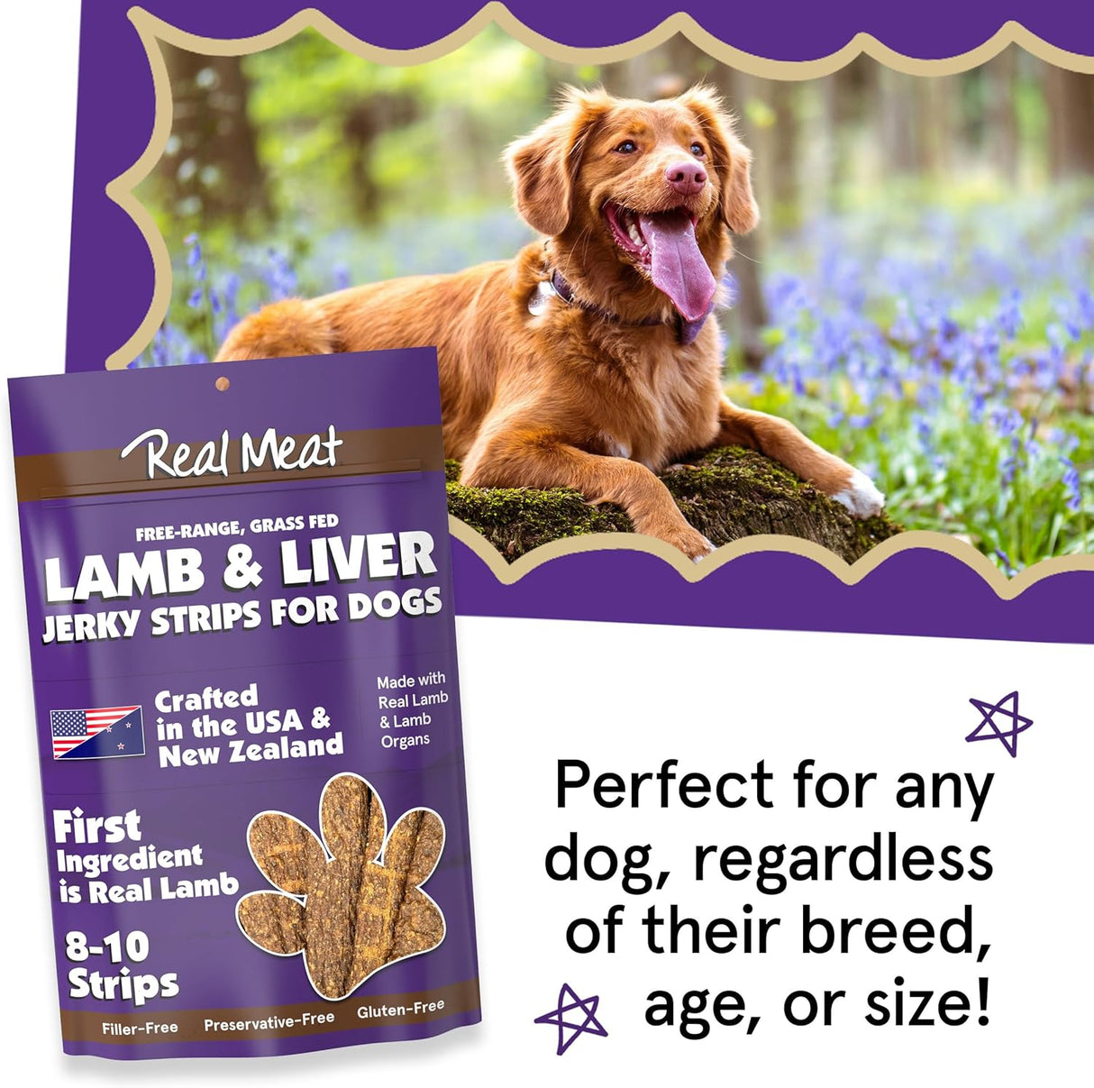 The Real Meat Company Lamb & Liver Long Jerky Stix Dog Treats, 8oz