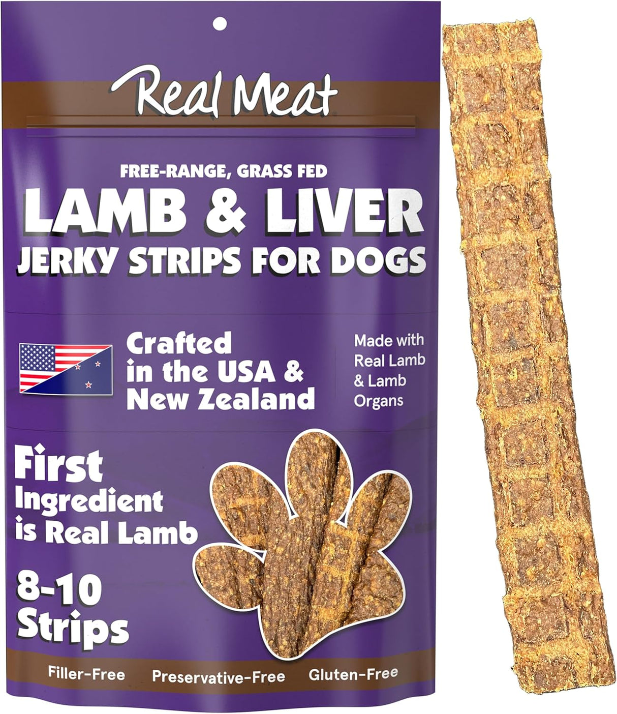 The Real Meat Company Lamb & Liver Long Jerky Stix Dog Treats, 8oz