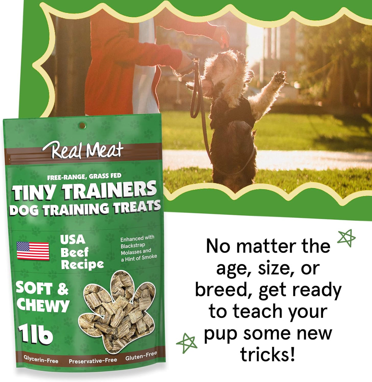 The Real Meat Company Air Dried Beef Jerky Tiny Trainers Dog Treats, 5oz