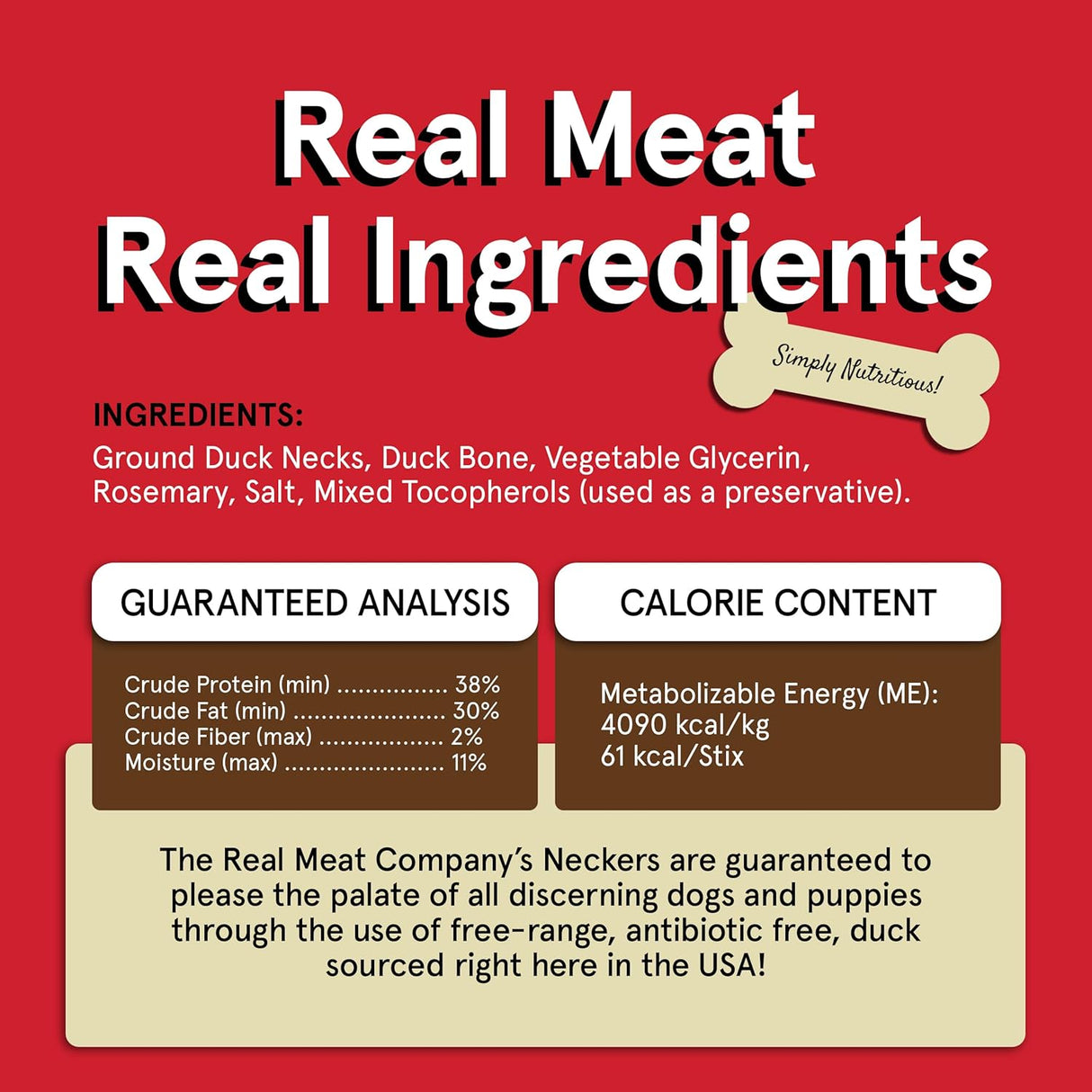 The Real Meat Company Duck Neckers Jerky Dog Treats, 6oz