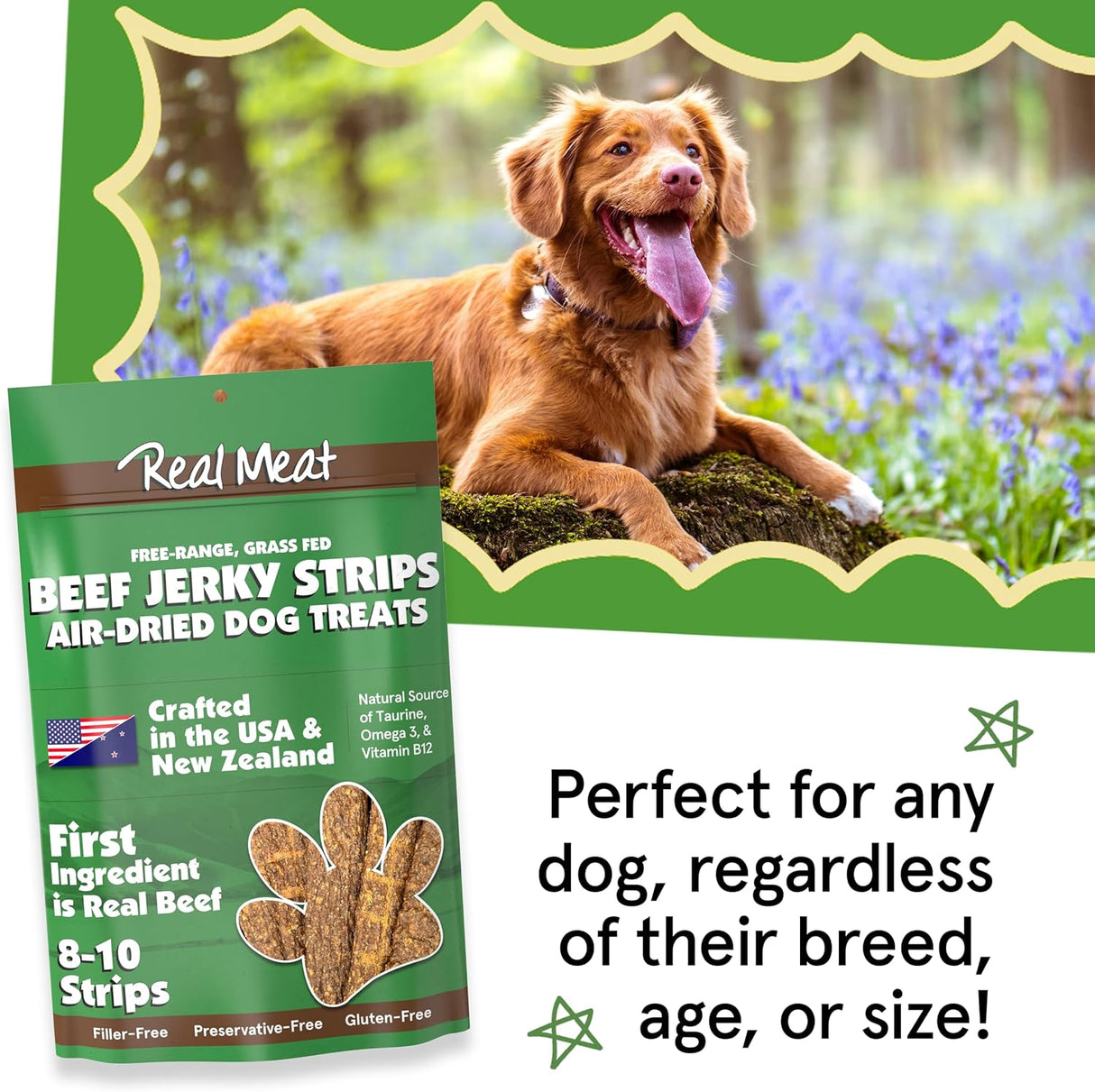 The Real Meat Company Beef Long Jerky Stix Dog Treats, 8oz