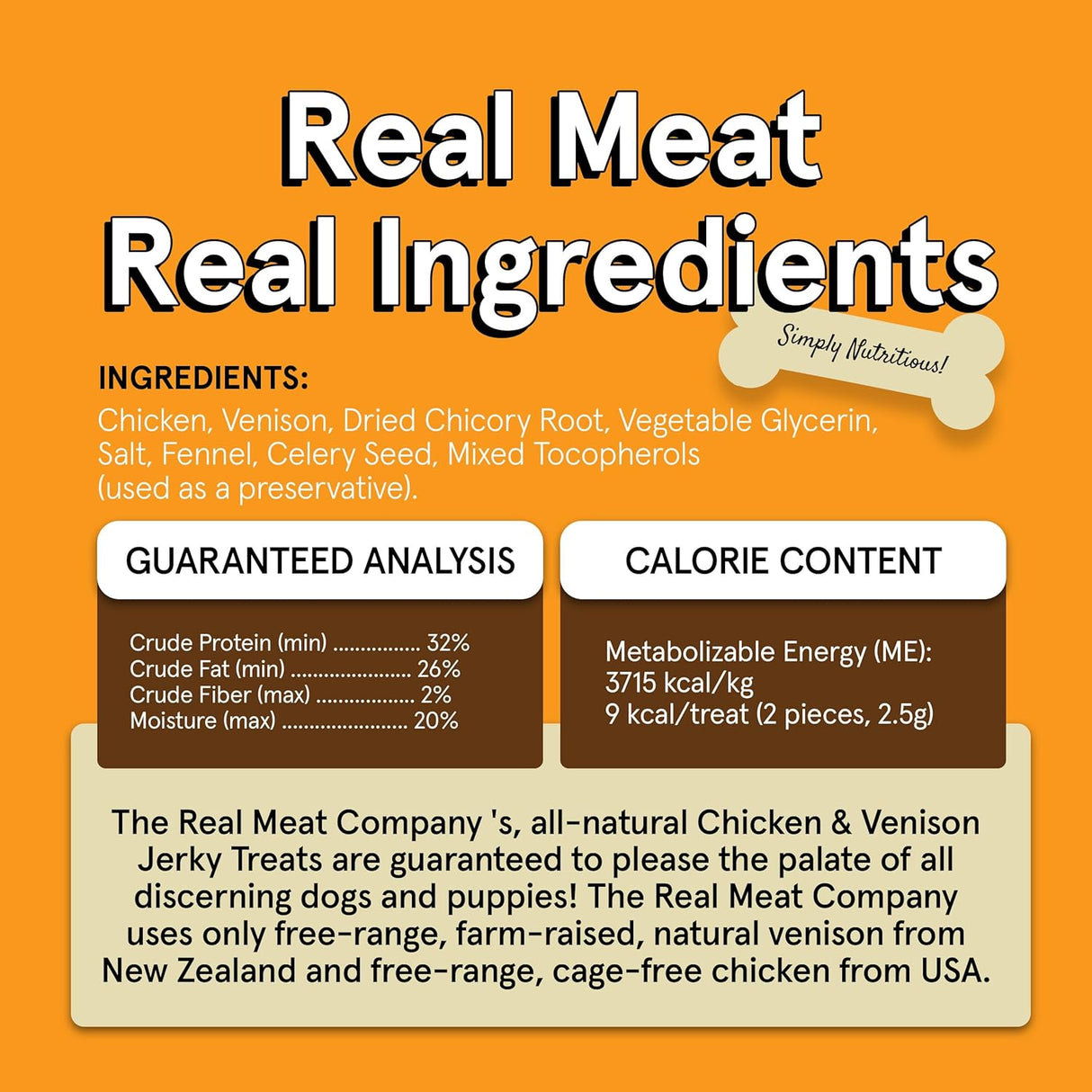 The Real Meat Company Chicken & Venison Jerky Dog Treats